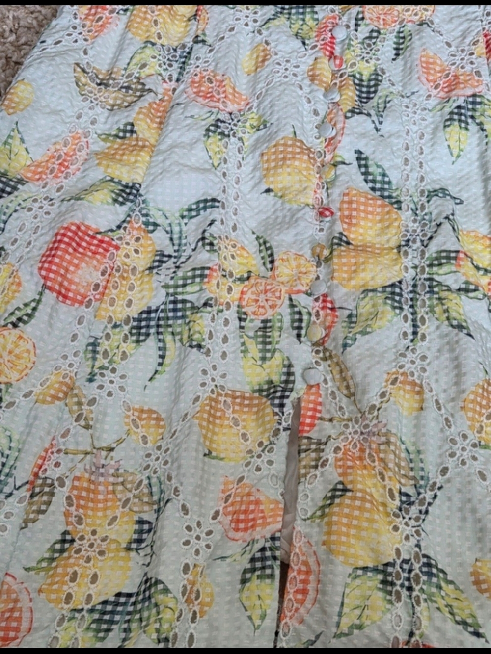 Anthropologie Lemon & Orange Eyelet Maxi Dress